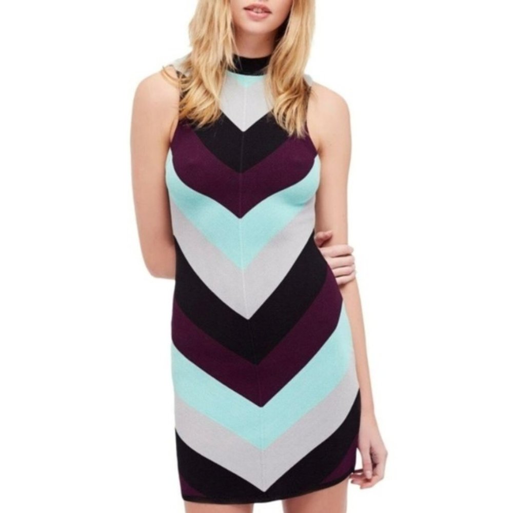 NWOT Free People I Got You Chevron Knit Dress